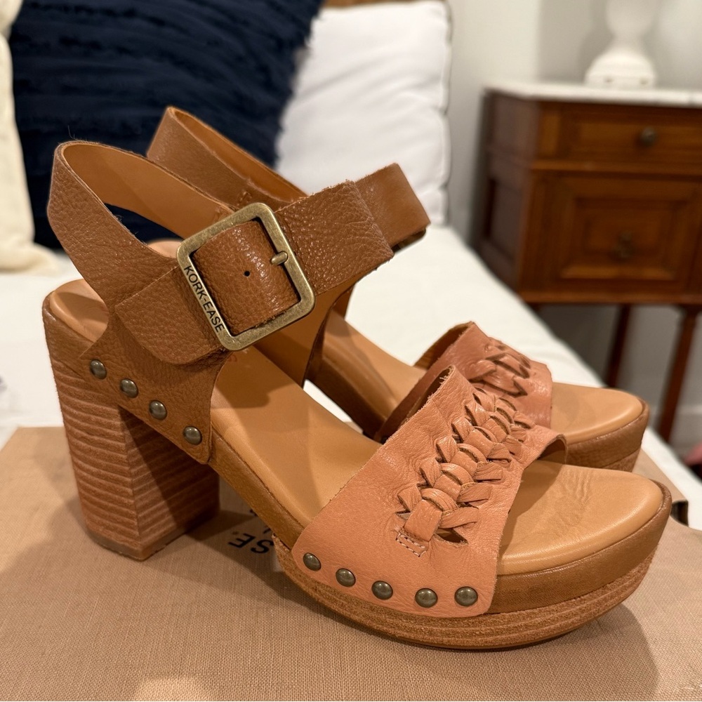 Kork-Ease Pasilla Brown Leather Heeled Sandals